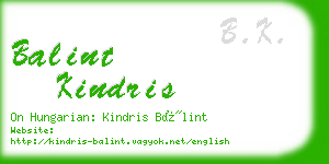 balint kindris business card